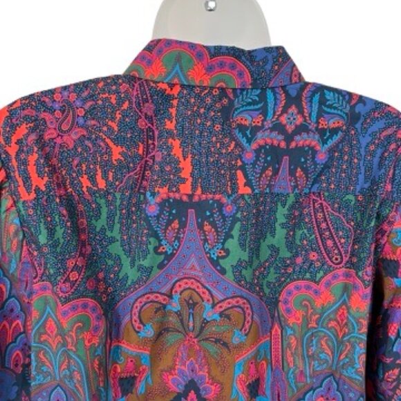 J. Crew Ratti Puff Sleeve Button Down Top in Scarf Paisley Print Size 14 - Picture 4 of 7